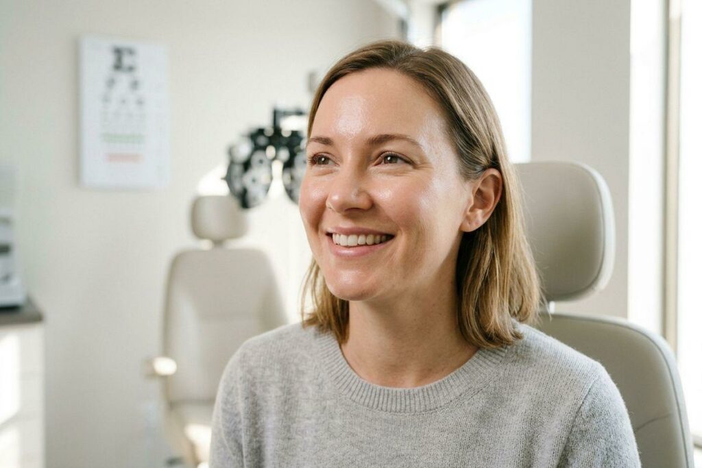 Person with smooth, glowing, healthy-looking skin reflecting a natural radiance