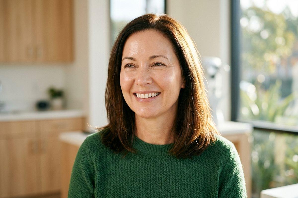 Person with smooth, glowing, healthy-looking skin showcasing a radiant complexion